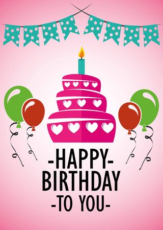 Poster Card Illustration Graphic Vector Happy Birthday To You for different purposeのイラスト素材