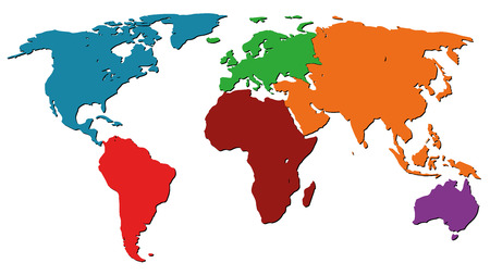 Illustration Graphic Vector World Map colored for different purpose