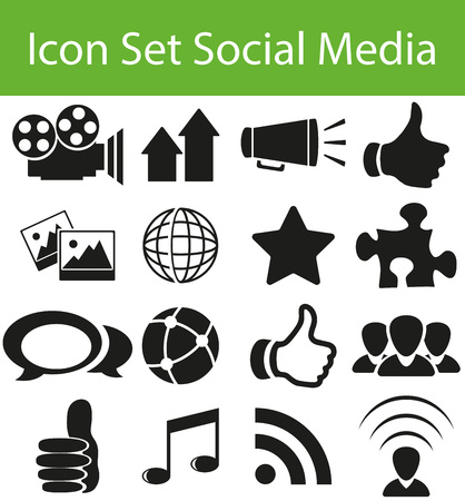 Icon Set Social Media with 16 icons for different purchase in graphic and web designのイラスト素材