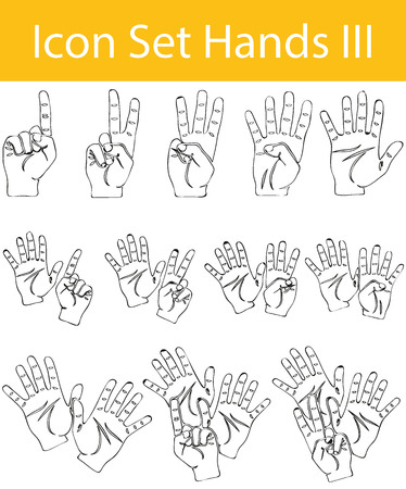 Drawn Doodle Lined Icon Set Hands III with 12 icons for the creative use in graphic designのイラスト素材