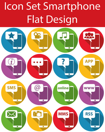 Flat Design Icon Set Smartphone I with 16 icons for the creative use in web and graphic design.のイラスト素材