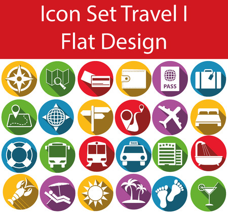 Flat Design Icon Set Travel with 24 icons for for the creative use in web and graphic designのイラスト素材