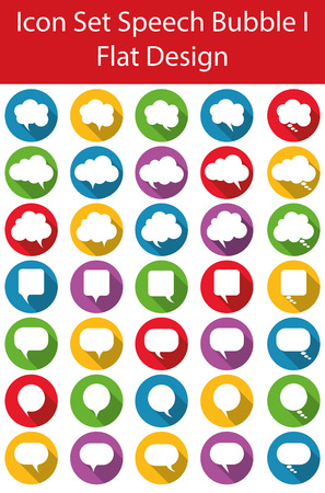 Flat Design Icon Set Speech Bubble with 35 icons for the creative use in web and graphic designのイラスト素材