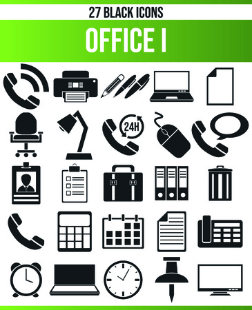 Black pictograms / icons for Office. This icon set is perfect for creative people and designers who need the theme work in their graphic designs.のイラスト素材