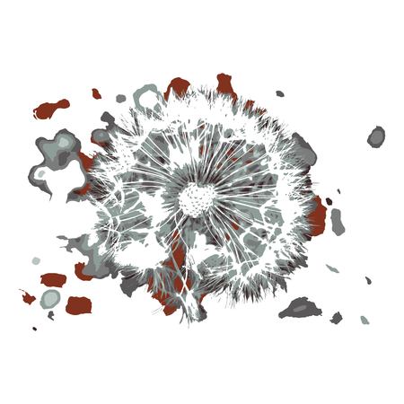 Creative drawing dandelion. Art inspires people. This drawing of a dandelion is a great design for the graphic design. Artistically inspired the illustration.のイラスト素材