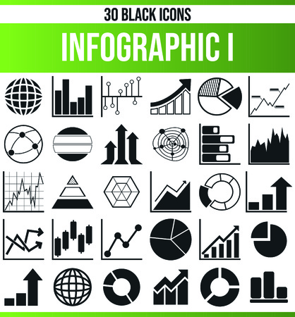 Black pictograms / icons on infographic. This icon set is perfect for creative people and designers who need the issue of statistics in their graphic designs.のイラスト素材