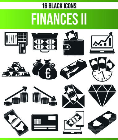Black pictograms / icons on finances. This icon set is perfect for creative people and designers who need the topic of finance in their graphic designs.のイラスト素材