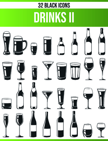 Black pictograms / icons on lounge. This icon set is perfect for creative people and designers who need the theme bar and cocktails in their graphic designs.のイラスト素材