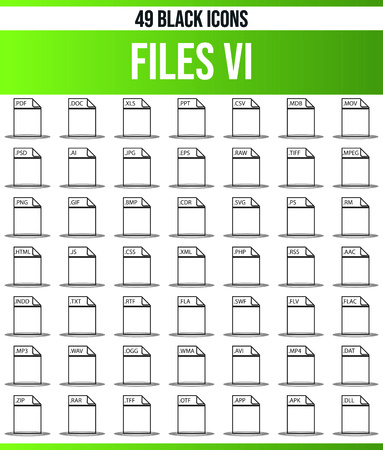 Black pictograms / icons on file extensions. This icon set is perfect for creative people and designers who need the theme file type in their graphic designs.のイラスト素材