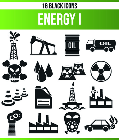 Black pictograms / icons on energy. This icon set is perfect for creative people and designers who need the issue of pollution in their graphic designs.のイラスト素材