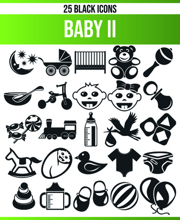 Black pictograms / icons about baby. This icon set is perfect for creative people and designers who need the theme baby in her graphic design.のイラスト素材