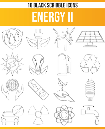 Black pictograms / icons on renewable energy. This icon set is perfect for creative people and designers who need the subject of technology in their graphic design.のイラスト素材