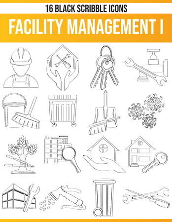 Black pictograms / icons on facility management. This icon set is perfect for creative people and designers who need the subject of trade in their graphic designs.のイラスト素材