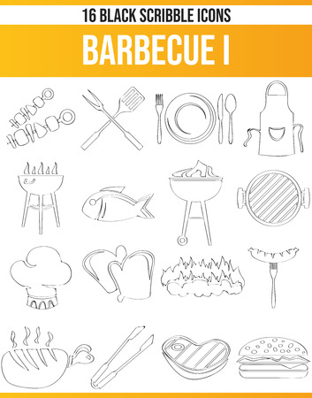 Black pictograms / icons on barbecue. This icon set is perfect for creative people and designers who grill the issue and need BBQ in their graphic designs.のイラスト素材