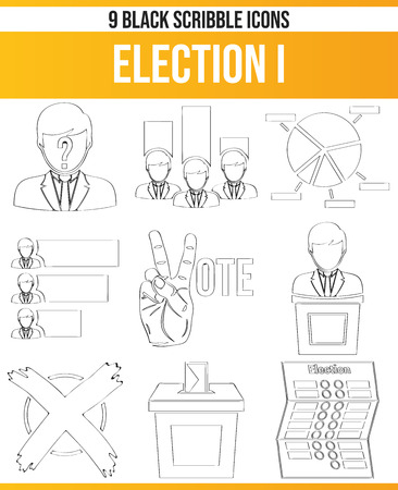 Black pictograms / icons on election. This icon set is perfect for creative people and designers who need the subject of policy in their graphic designs.のイラスト素材