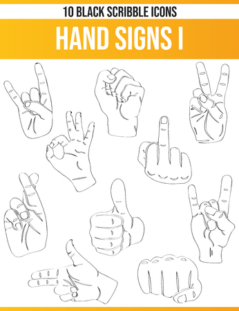 Black pictograms / icons on hand. This icon set is perfect for creative people and designers who need the theme of hands in their graphic designs.のイラスト素材