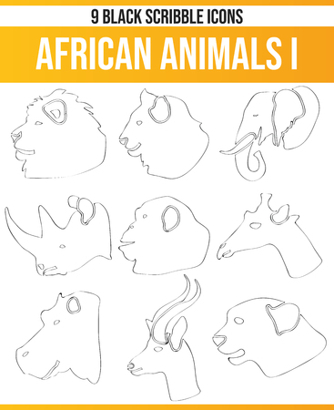 Black Piktoramme / icons about African animals. This icon set is perfect for creative people and designers who need the theme of African animals in their graphic designs.のイラスト素材