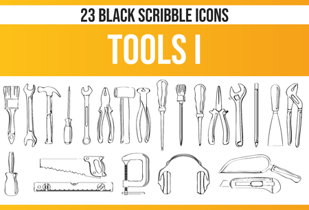 Black pictograms / icons on tool. This icon set is perfect for creative people and designers who need the subject craftsmen in their graphic designs.のイラスト素材