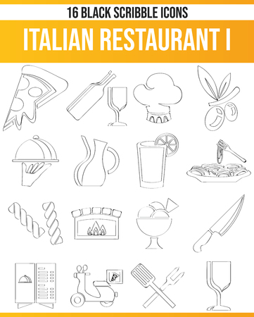 Black pictograms / icons on Italian food. This icon set is perfect for creative people and designers who need the subject of Italy in their graphic designs.のイラスト素材