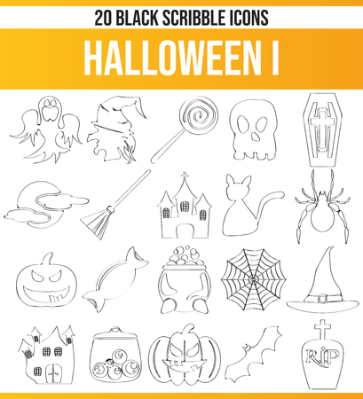 Black pictograms / icons on Halloween. This icon set is perfect for creative people and designers who need the Halloween theme in their graphic designs.のイラスト素材