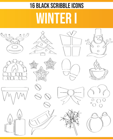 Black pictograms / icons on the winter. This icon set is perfect for creative people and designers who need the Christmas theme in their graphic designs.のイラスト素材