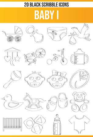 Black pictograms / icons about baby. This icon set is perfect for creative people and designers who need the theme baby in her graphic design.のイラスト素材