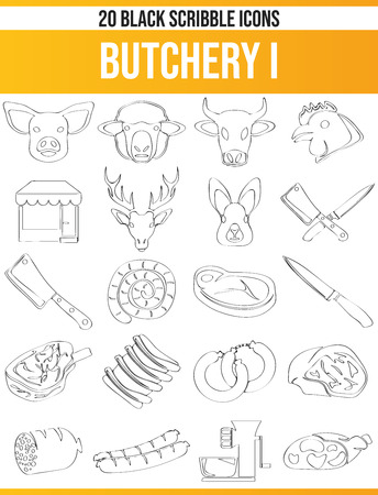 Black pictograms / icons on butchery. This icon set is perfect for creative people and designers who need the issue of meat in their graphic designs.のイラスト素材