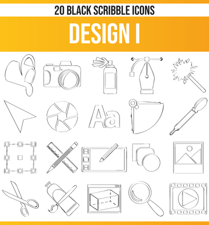 Black pictograms / icons on design. This icon set is perfect for creative people and designers who need the design theme in their graphic designs.のイラスト素材