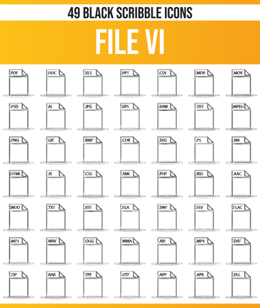 Black pictograms / icons on file extensions. This icon set is perfect for creative people and designers who need the theme file type in their graphic designs.のイラスト素材