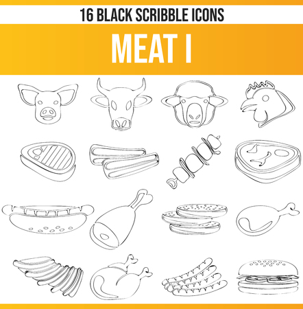 Black pictograms / icons on meat. This icon set is perfect for creative people and designers who need the issue of meat in their graphic designs.のイラスト素材