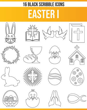 Black pictograms / icons for Easter. This icon set is perfect for creative people and designers who need the theme of Easter in their graphic designs.のイラスト素材