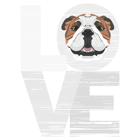Love English Bulldog - A dog's head with the word love. The dog is man's best friend and is loved as a pet.
のイラスト素材