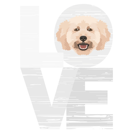 Love poodle - A dog's head with the word love. The dog is man's best friend and is loved as a pet.のイラスト素材