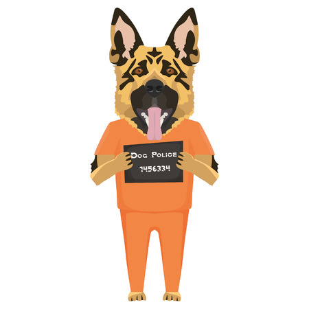Police photo prison uniform Shepherd - Mugshot of the guilty dog. The puppy dog ââeyes can be angry no dog lover.
のイラスト素材
