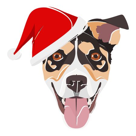 Jack Russell Terrier with Santa Hat - This cheerful dog is properly contemplative through his Santa hat. A Christmas motive for dog owners.
のイラスト素材