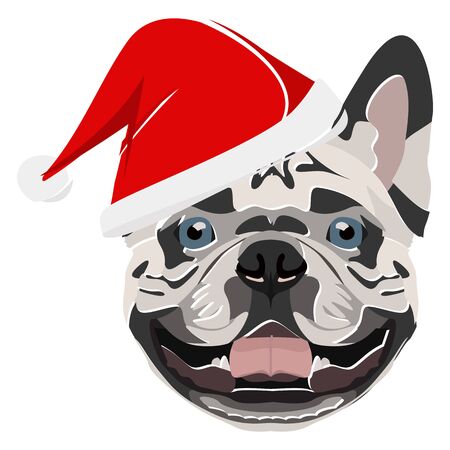 French Bulldog with Santa Hat - This cheerful dog is properly contemplative through his Santa hat. A Christmas motive for dog owners.
のイラスト素材