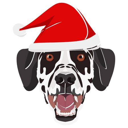 Dalmatian with Santa Hat - This cheerful dog is properly contemplative through his Santa hat. A Christmas motive for dog owners.
のイラスト素材