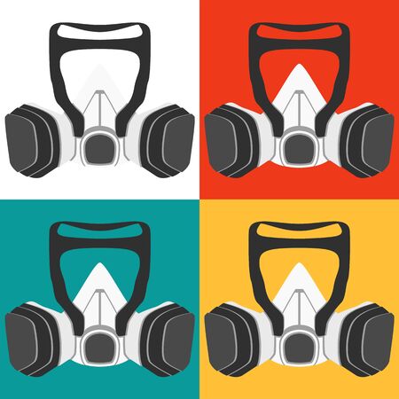 A graphic of a respirator used on construction sites or in hospitals. The mask keeps out all viruses, bacteria and pollutants.のイラスト素材