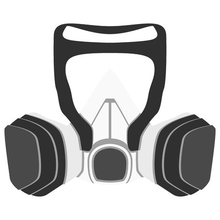 A graphic of a respirator used on construction sites or in hospitals. The mask keeps out all viruses, bacteria and pollutants.のイラスト素材