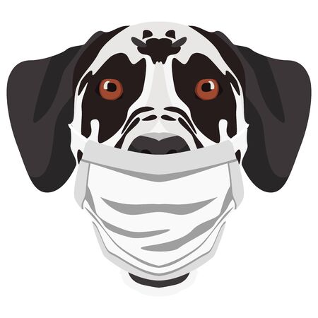 Illustration of a Dalmatian with a respirator. At this time of the pandemic, the design is a nice graphic for fans of dogs.のイラスト素材