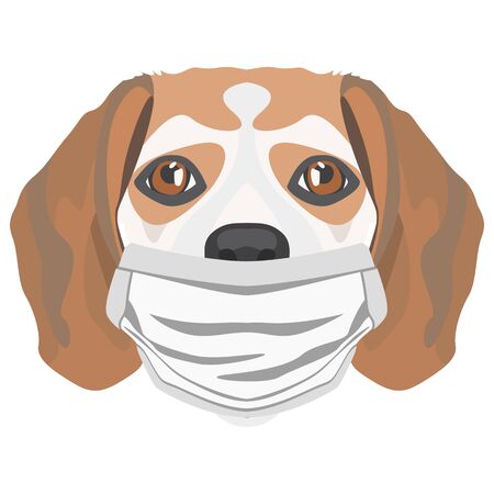 Illustration of a beagle with a respirator. At this time of the pandemic, the design is a nice graphic for fans of dogs.のイラスト素材