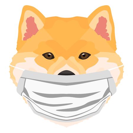 Illustration of a Shiba Inu with a respirator. At this time of the pandemic, the design is a nice graphic for fans of dogs.のイラスト素材