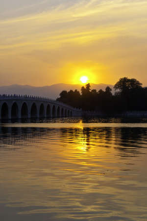 Kunming Lake at sunsetの写真素材
