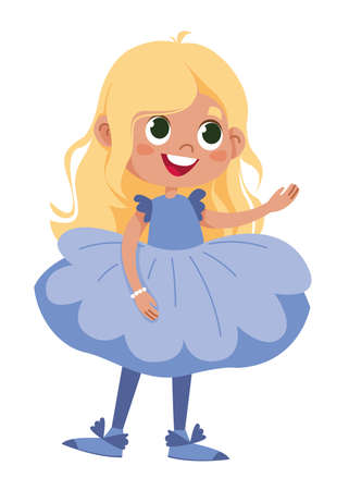 Beautiful princess in a blue dress vector illustration. Cartoon cute beautiful character girl schoolgirl in festive halloween costume. Fun clip artのイラスト素材