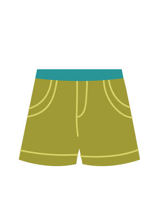 Swimming trunks mens green vector. Doodle style retro icon. Clothing logo isolated on white background clipartのイラスト素材