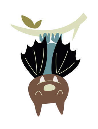 Cute bat - vector. Image in cartoon style isolated on white background. Trending style and color clip artのイラスト素材