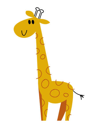 Cute giraffe cartoon vector. Image in cartoon style isolated on white background. Trending style and color clip artのイラスト素材