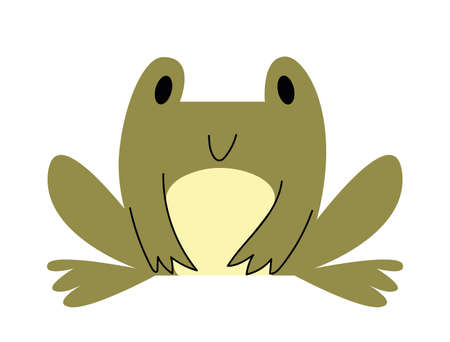 Minimalistic Vector Illustration of Frog. Flat illustration. Trending style and color. Logo clip artのイラスト素材