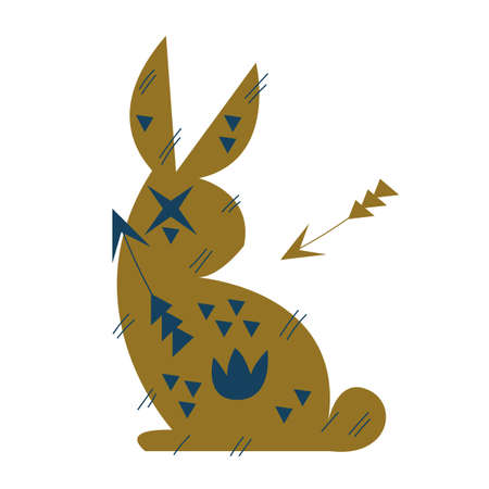 Golden rabbit star. Mystic Logo design. Vector illustration. Clipartのイラスト素材