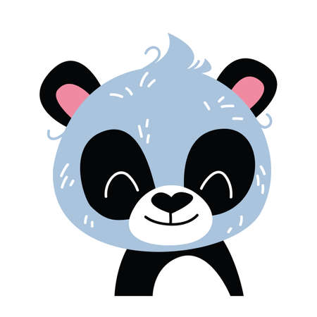 Panda baby emoticon icon and symbol vector illustration. Childish style isolated on white background. Print for the kid s room. Baby animal zooのイラスト素材